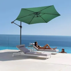 OMBRELLONE DECENTRATO LATO DA GIARDINO PROTEZIONE SOLARE PARASOLE ⌀300CM VERDE 206426