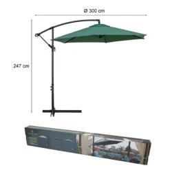 OMBRELLONE DECENTRATO LATO DA GIARDINO PROTEZIONE SOLARE PARASOLE ⌀300CM VERDE 206426