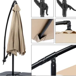 OMBRELLONE GIARDINO DECENTRATO 3X3 CON PENDENTE PALO ALLUMINIO GAZEBO ANTIVENTO