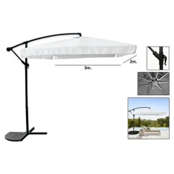 OMBRELLONE LATERALE DA GIARDINO PROTEZIONE SOLE 2X3MT IMPERMEABILE BIANCO CON BASE 223213