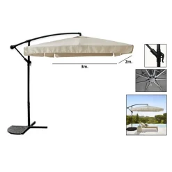 OMBRELLONE LATERALE DA GIARDINO PROTEZIONE SOLE 2X3MT IMPERMEABILE BEIGE CON BASE 223211