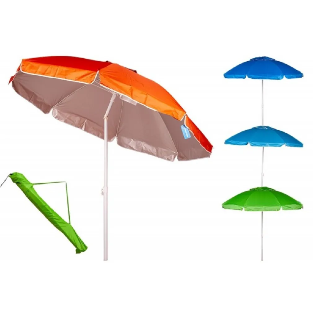 OMBRELLONE MARE 240CM CON SNODO PALO ACCIAIO CON SACCA COLORI ASSORTITI 4096260