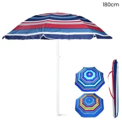 OMBRELLONE SPIAGGIA MARE 180CM STRISCE MULTICOLORE REGOLABILE CON SACCA TRASPORTO 618407