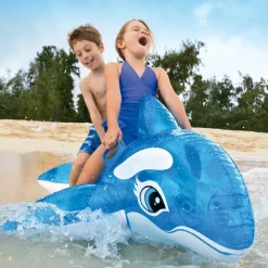 ORCA CAVALCABILE GIOCO GONFIABILE PER BAMBINI 152X144CM MARE PISCINA BLU