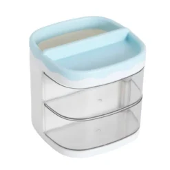 ORGANIZER AZZURRO CON CASSETTI ORGANIZZATORE SCRIVANIA PENNE TRUCCO CANCELLERIA