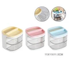 ORGANIZER AZZURRO CON CASSETTI ORGANIZZATORE SCRIVANIA PENNE TRUCCO CANCELLERIA