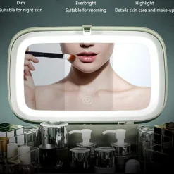 ORGANIZER BEAUTY CASE PORTA TRUCCO ACCESSORI GIOIELLI CON SPECCHIO LED CASSETTI