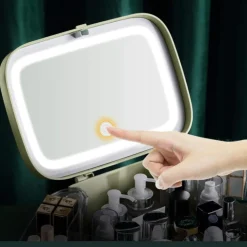 ORGANIZER BEAUTY CASE PORTA TRUCCO ACCESSORI GIOIELLI CON SPECCHIO LED CASSETTI