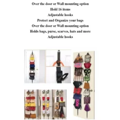 ORGANIZER PER BORSE CAPPELLI CON ELASTICO REGOLABILE PER PORTA CON 16 GANCI