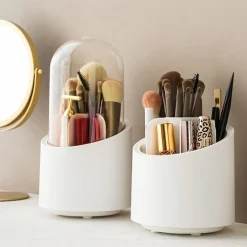 ORGANIZER PORTA TRUCCO ANTI POLVERE MAKE UP TAZZA ROTANTE 360° IMPERMEABILE