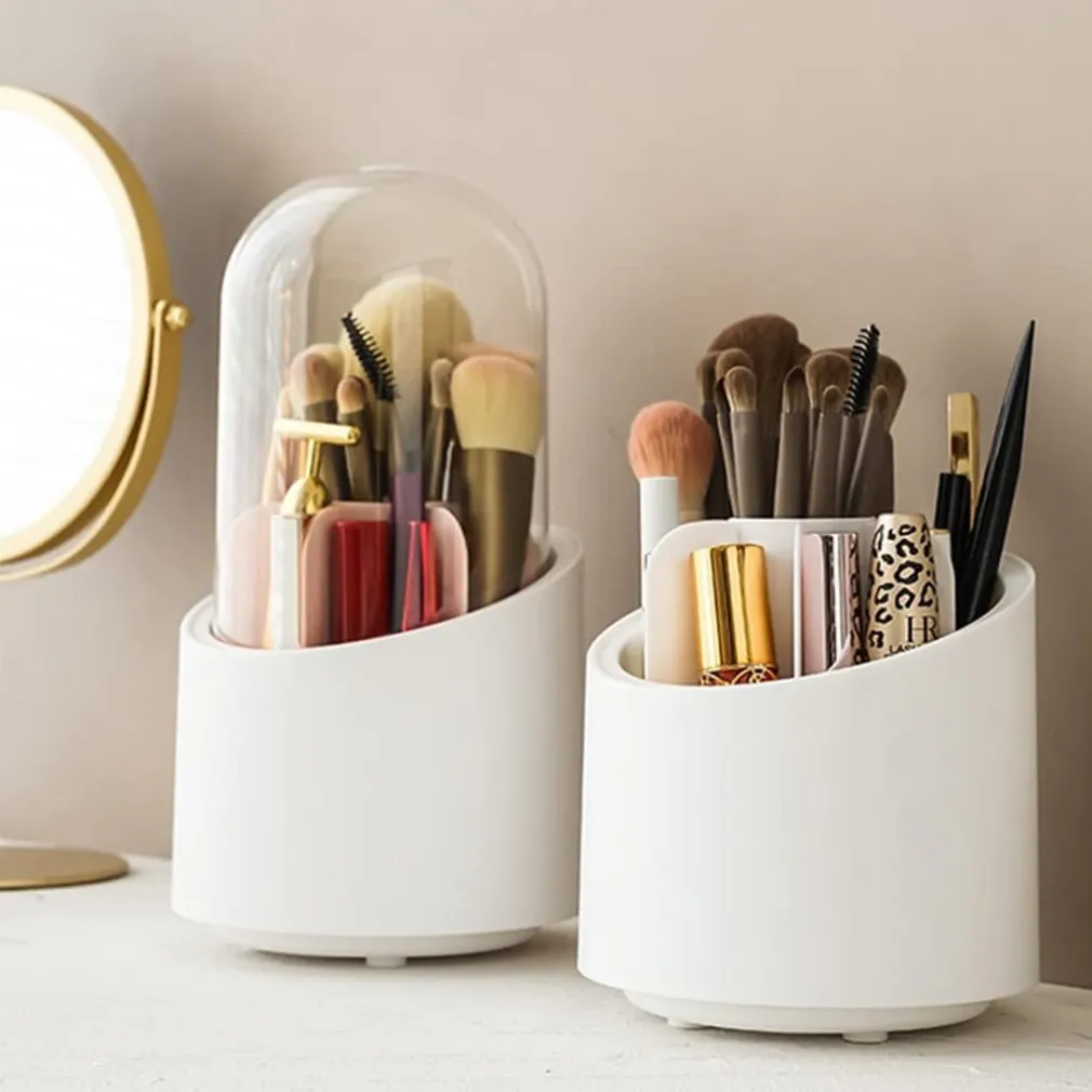 ORGANIZER PORTA TRUCCO ANTI POLVERE MAKE UP TAZZA ROTANTE 360° IMPERMEABILE