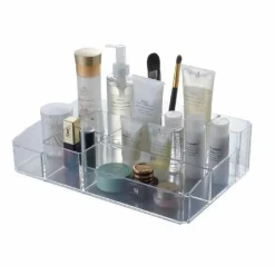 ORGANIZER PORTATRUCCHI COSMETICI 10 SCOMPARTI IN ABS TRASPARENTE 34X22X9CM 59065