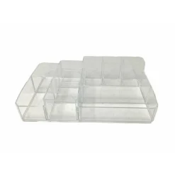 ORGANIZER PORTATRUCCHI COSMETICI 10 SCOMPARTI IN ABS TRASPARENTE 34X22X9CM 59065
