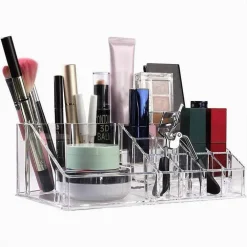 ORGANIZER PORTATRUCCHI TRASPARENTE 16 SCOMPARTI COSMETICI ESPOSITORE MAKEUP 10250