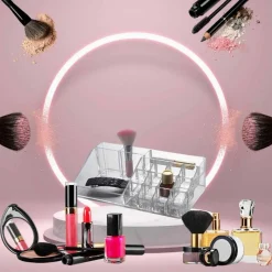 ORGANIZER PORTATRUCCHI TRASPARENTE 16 SCOMPARTI COSMETICI ESPOSITORE MAKEUP 10250