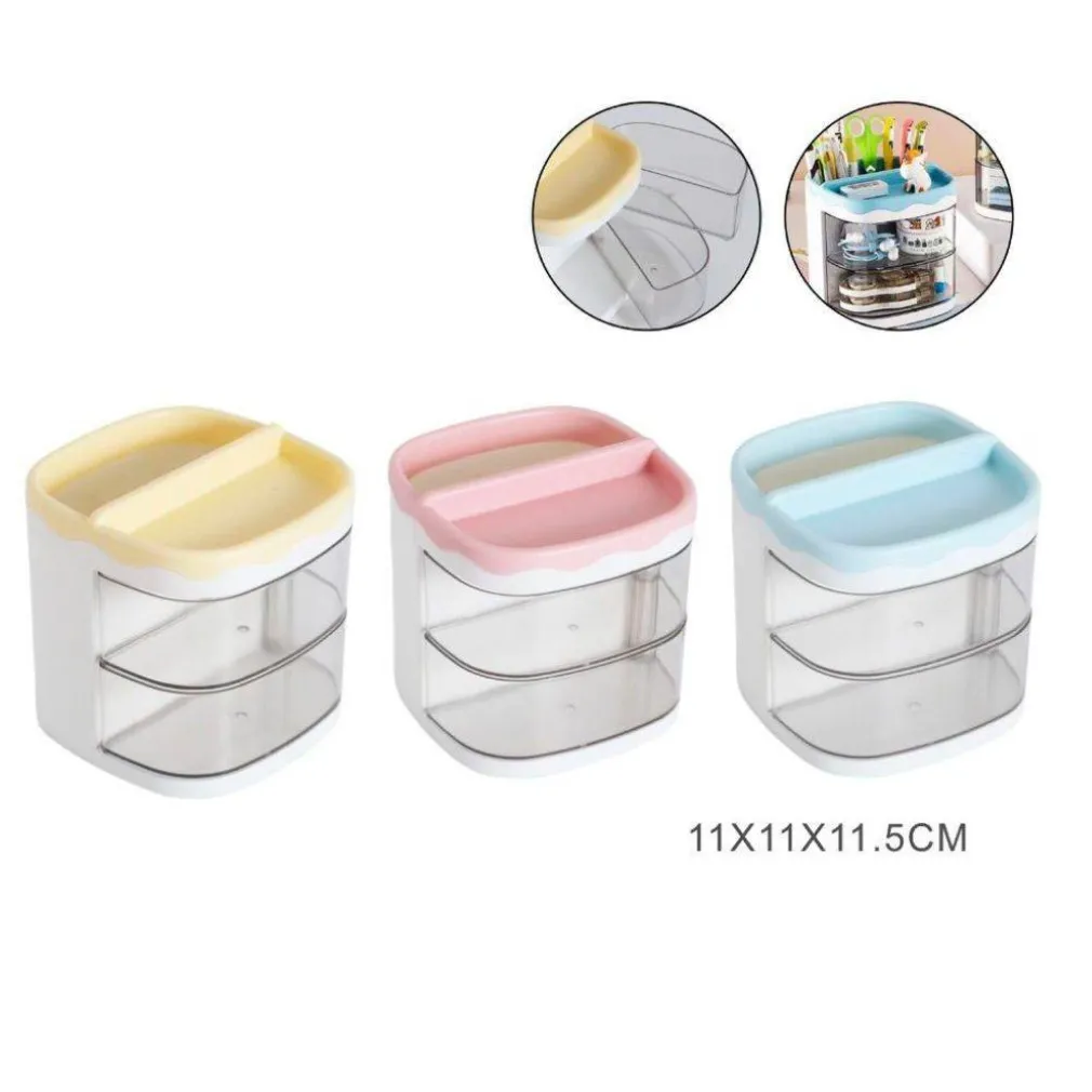 ORGANIZER ROSA CON CASSETTI ORGANIZZATORE SCRIVANIA PENNE TRUCCO CANCELLERIA