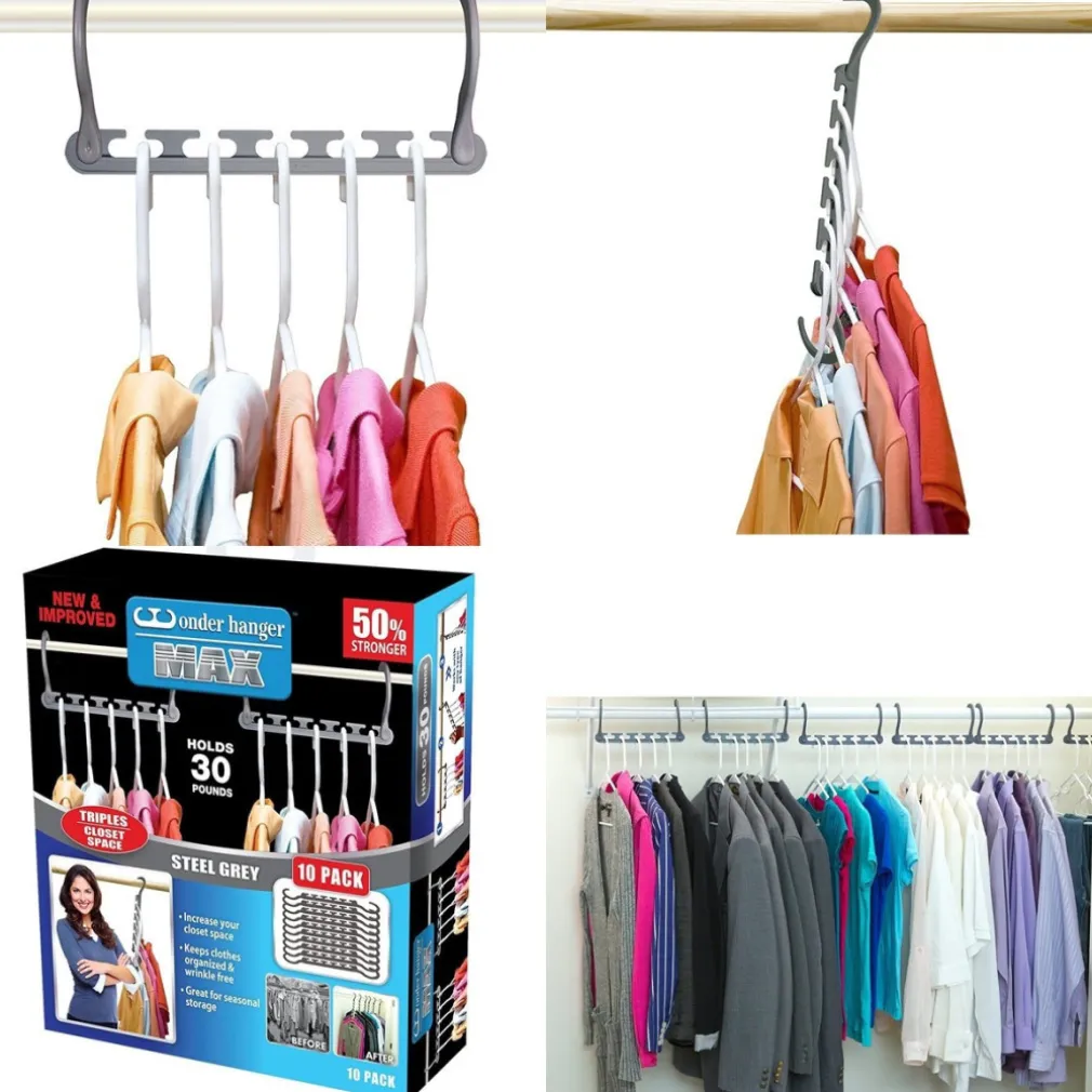 ORGANIZER SALVASPAZIO 10 PORTA STAMPELLE GRUCCE PER ARMADIO WONDER HANGER MAX