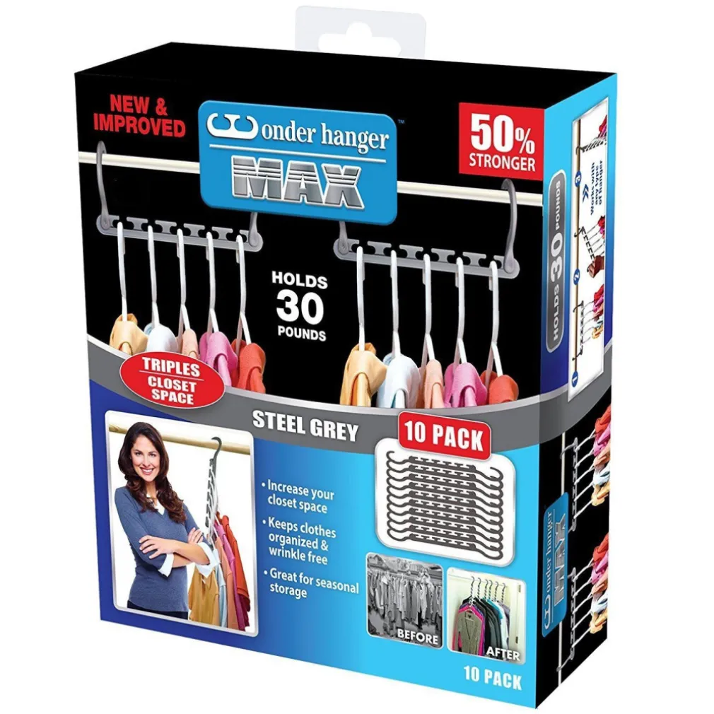 ORGANIZER SALVASPAZIO 10 PORTA STAMPELLE GRUCCE PER ARMADIO WONDER HANGER MAX