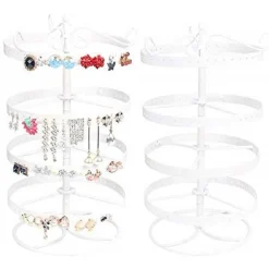 ORGANIZZATORE VERTICALE TONDO 4 LIVELLI BIANCO METALLO ESPOSITORE ORGANIZER GIOIELLI