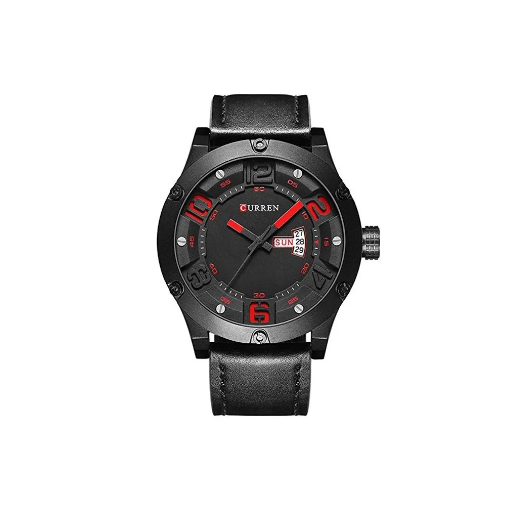 OROLOGI DA UOMO MARCA DI QUALITA' IN VERA PELLE BAND CURREN QUARZO BLACK8251