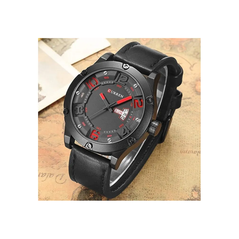 OROLOGI DA UOMO MARCA DI QUALITA' IN VERA PELLE BAND CURREN QUARZO BLACK8251