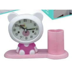 OROLOGIO ANALOGICO SVEGLIA A FORMA DI ORSACCHIOTTO CON PORTAPENNE TAVOLO TX-9123