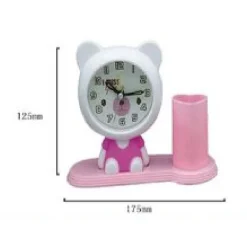 OROLOGIO ANALOGICO SVEGLIA A FORMA DI ORSACCHIOTTO CON PORTAPENNE TAVOLO TX-9123