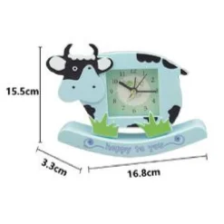 OROLOGIO ANALOGICO SVEGLIA A FORMA DI MUCCA DA TAVOLO CAMERETTA BAMBINI TX-9125