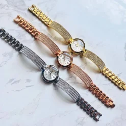 OROLOGIO BRACCIALE POLSO DONNA ZCC QUARZO ACCIAIO BRILLANTINI CLASSICO MODERNO