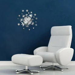 OROLOGIO DA PARETE ADESIVO 3D STICKER COMPONIBILE EFFETTO SPECCHIO FLOREALE