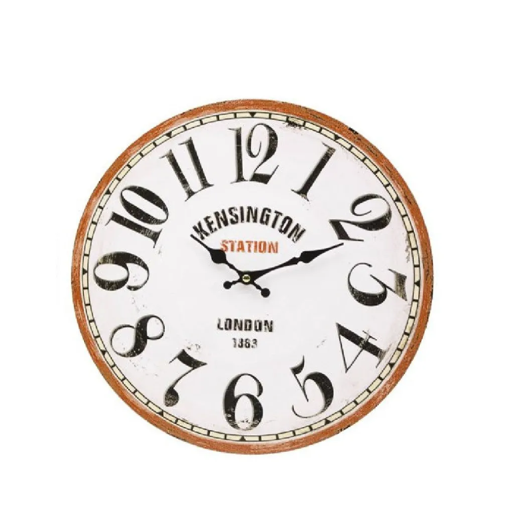 OROLOGIO DA PARETE IN LEGNO ROTONDO VINTAGE RETRO' ANALOGICO CASA CUCINA 218694