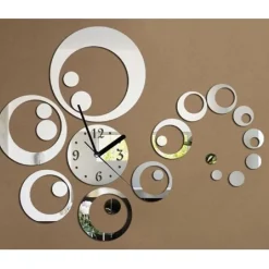 OROLOGIO DA PARETE MODERNO ADESIVO 3D OROLOGI DA MURO A CERCHIO ONDA EFFETTO SPECCHIO