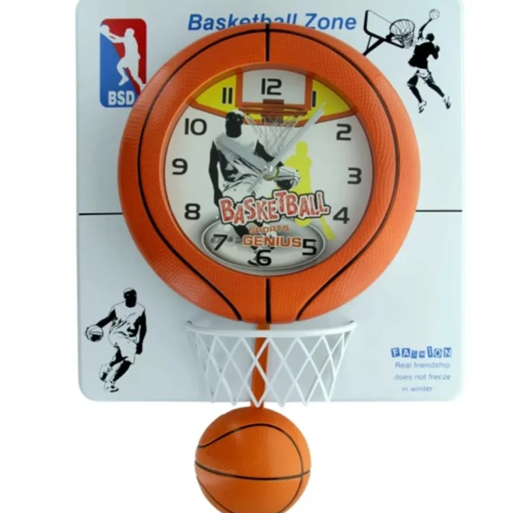 OROLOGIO DA PARETE 30X40CM CON PALLA CANESTRO BASKET EFFETTO PENDOLO BASKETBALL
