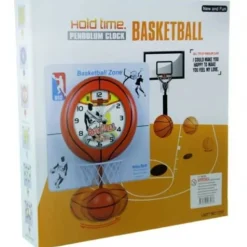 OROLOGIO DA PARETE 30X40CM CON PALLA CANESTRO BASKET EFFETTO PENDOLO BASKETBALL