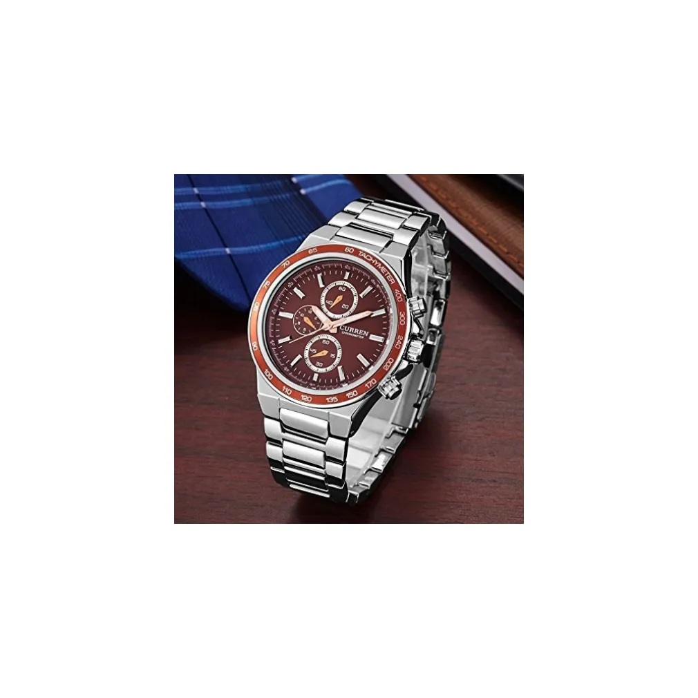 OROLOGIO DA POLSO 8011 ANALOGICO SPORTIVI AL QUARZO D'AFFARI ACCIAIO DI LUSSO