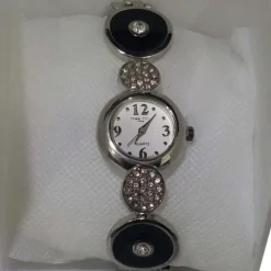OROLOGIO DA POLSO BRACCIALE DONNA BRILLANTINI QUADRANTE TONDO STRASS W4