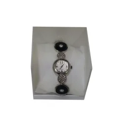 OROLOGIO DA POLSO BRACCIALE DONNA BRILLANTINI QUADRANTE TONDO STRASS W4