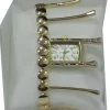 OROLOGIO DA POLSO BRACCIALE DONNA ORO BRILLANTINI QUADRANTE RETTANGOLARE STRASS