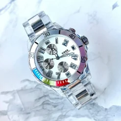 OROLOGIO DA POLSO COSS UOMO ANALOGICO AL QUARZO LUMINOSO SILVER QUADRANTE BIANCO