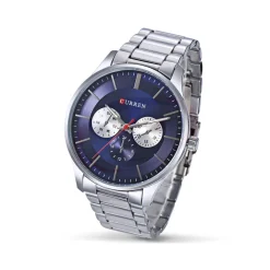OROLOGIO DA POLSO CURREN 8282 UOMO ANALOGICO QUARZO LUSSO SILVER Q BLU