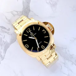 OROLOGIO DA POLSO IK COLLECTION UOMO ANALOGICO AL QUARZO GRANDE ORO FONDO NERO