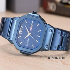 OROLOGIO DA POLSO LONGBO 80703G UOMO QUARZO DATA ANALOGICO ACCIAIO ELEGANTE BLU