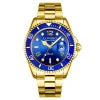 OROLOGIO DA POLSO LONGBO 80430G UOMO QUARZO IMPERMEABILE DATA ELEGANTE DORATO BLU