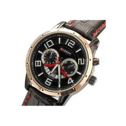 OROLOGIO DA POLSO PER UOMO CON CINTURINO IN PELLE E QUDRANTE NERO CURREN W8140