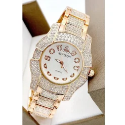 OROLOGIO DA POLSO SOUSOU S6011 QUARZO MODA BRILLANTINI ACCIAIO ROSA FONDO SILVER