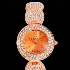 OROLOGIO DA POLSO SOUSOU S6097 DONNA MOVIMENTO QUARZO CUORE BRILLANTINI ORO ROSA