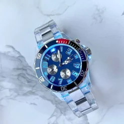 OROLOGIO DA POLSO UOMO COSS ANALOGICO QUARZO LUMINOSO SILVER BLU QUADRANTE BLU