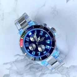 OROLOGIO DA POLSO UOMO COSS ANALOGICO QUARZO LUMINOSO SILVER BLU QUADRANTE BLU