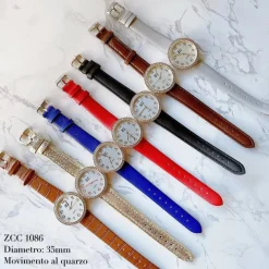OROLOGIO DA POLSO ZCC 1086 DONNA QUARZO ANALOGICO FASHION MODA PELLE BRILLANTINI