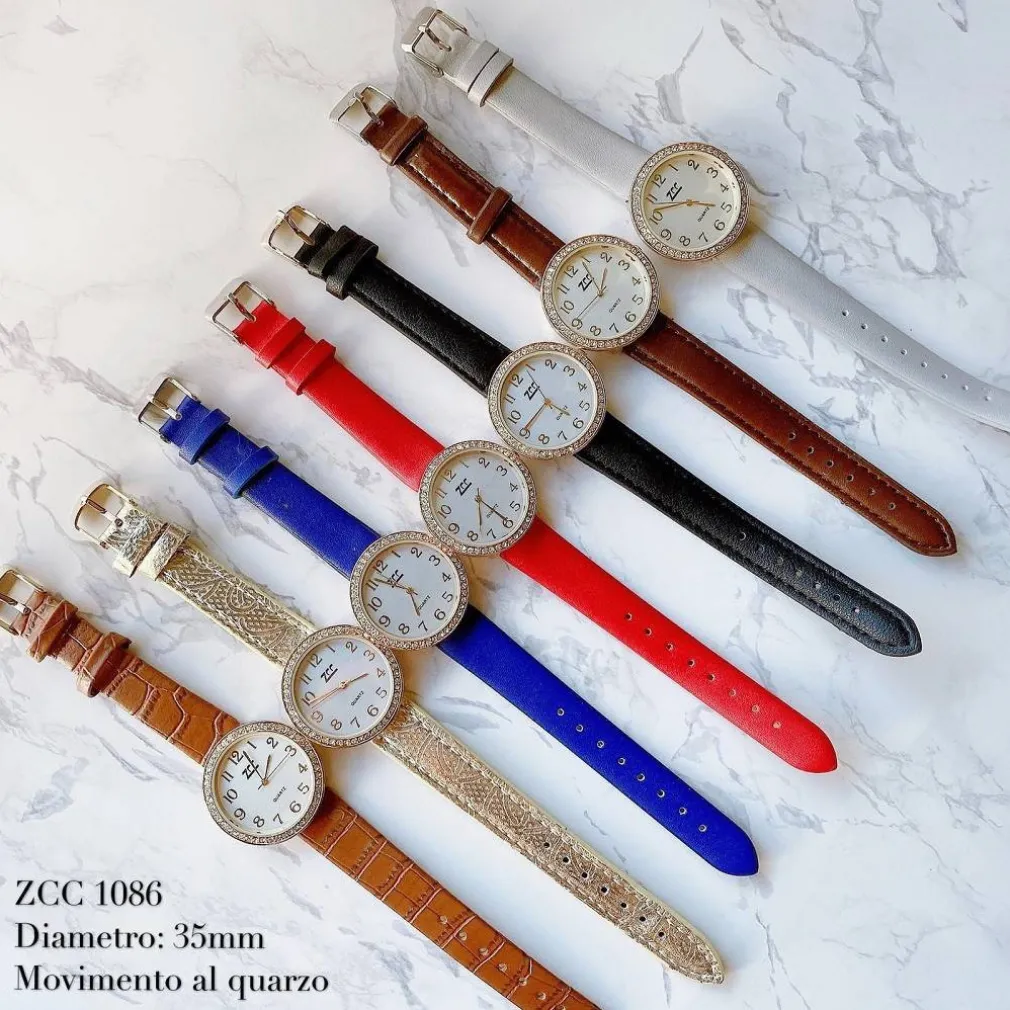 OROLOGIO DA POLSO ZCC 1086 DONNA QUARZO ANALOGICO FASHION MODA PELLE BRILLANTINI